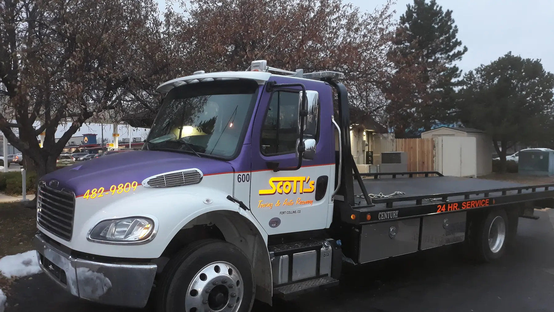 Commercial truck with custom vehicle lettering